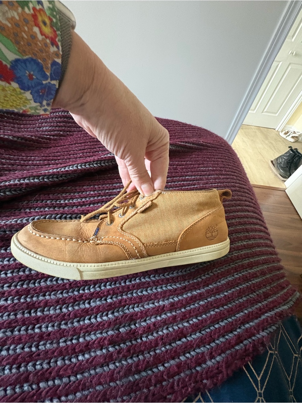 Timberland Men’s Tan Leather & Canvas Chukka Sneakers - Picture 12 of 15